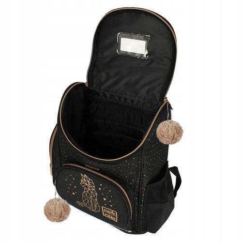 TORNISTER SZKOLNY PLECAK DLA DZIEWCZYNKI ZŁOTY KOTEK FUTERKO 5 elementów na Arena.pl