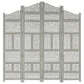 Parawan 4-panelowy, rzeźbiony, szary, 160x165 cm, drewno mango