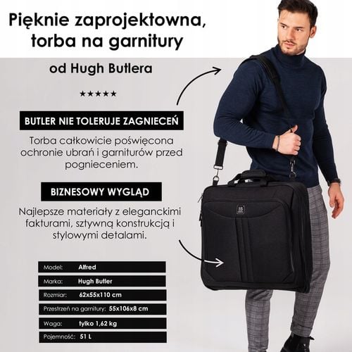 Solidna TORBA męska podróżna POKROWIEC na garnitur Hugh Butler Alfred na Arena.pl
