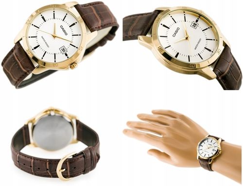 ZEGAREK MĘSKI CASIO GUARD +BOX +GRAWER datownik skórzany brązowy na Arena.pl