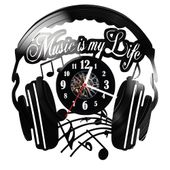 Zegar ścienny z płyty winylowej Music is my life 402.14