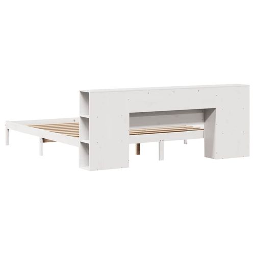 Łóżko z regałem, bez materaca, białe, 200x200 cm, sosnowe na Arena.pl