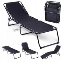 Leżak ogrodowy rozkładany czarny trzy pozycje w tym na płasko do 110kg