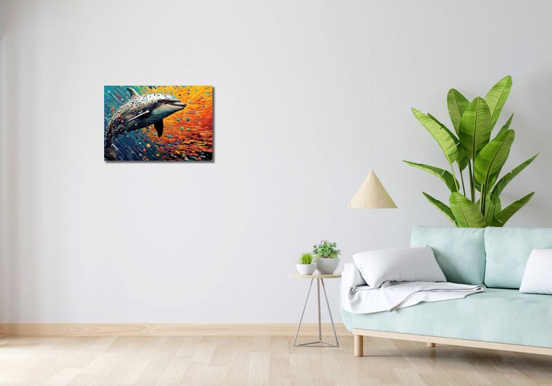 Obraz 60x40cm Delfin w Palecie Barw zdjęcie 2