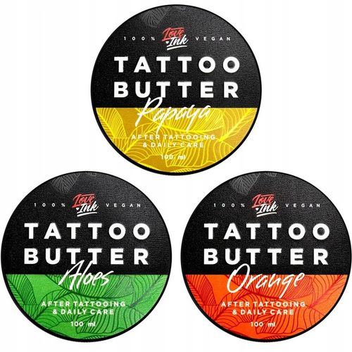 LOVEINK Masło Krem do Pielęgnacji Tatuażu Tattoo Butter Zestaw 3x 100ml na Arena.pl
