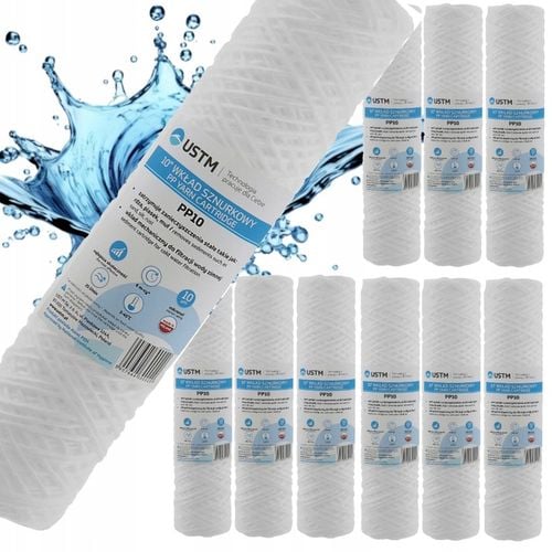 10x FILTR DO WODY WKŁAD filtrujący sznurkowy 10" 10 MIKRON PP10M. USTM na Arena.pl