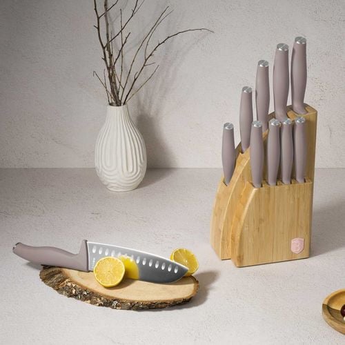 zestaw noży berlinger haus bh-3122 taupe w bloku bambusowym na Arena.pl