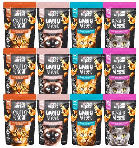 Pan Mięsko Karma mokra dla kota Mix Smaków Kawałki w sosie 12x85g na Arena.pl