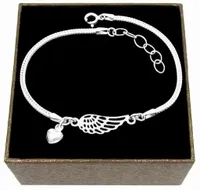 DAMSKA BRANSOLETKA SREBRNA SKRZYDŁO ANIOŁA SERDUSZKO SREBRO PRÓBY 925 B86