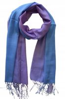 Cashmere - piękny elegancki cieniowany szal z frędzlami fioletowo-niebieski