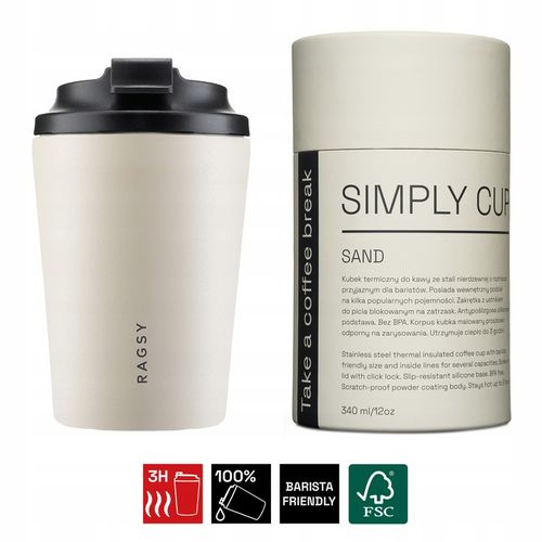 Kubek Termiczny ze stali nierdzewnej BPA FREE Simply Cup 340 ml - Sand na Arena.pl