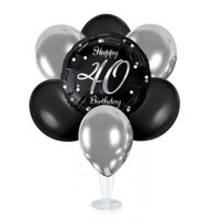 Zestaw balonów na stojaku 40 urodziny, srebrny