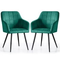2x Krzesło welurowe tapicerowane do salonu LUXANO Butelkowa Zieleń Czarne