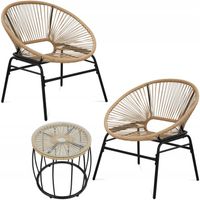 Zestaw mebli ogrodowych MAYA 2 krzesła + stolik beżowy technorattan