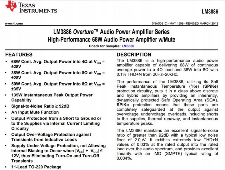 (2szt) LM3886TF wzmacniacz audio 68W obudowa TO220TF-11 zdjęcie 3