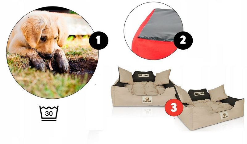 Legowisko dla psa kojec KINGDOG 75x65 cm wodoodporne ciemnoszare zdjęcie 13