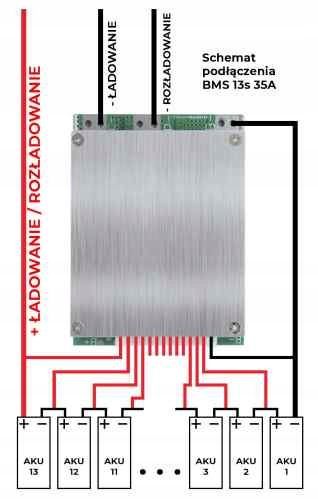 Moduł BMS 13s 48V 35A Li-ion 18650 Balanser na Arena.pl