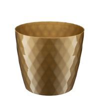 Doniczka osłonka plastikowa CRISTAL 16 cm złoty połysk wzór karo romby