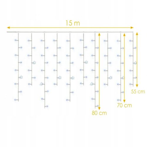 SOPLE 500 LED KURTYNA LAMPKI ZEWNĘTRZNE NIEBIESKIE + FLASH ZIMNY BIAŁY 15M na Arena.pl