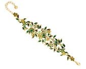 bransoletka zielone kwiatuszki z kryształkami z kolekcji blossom