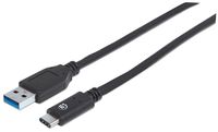 KABEL USB C-A M/M 1,0m USB3.1 SuperSpeed+ Manhattan czarny 353373