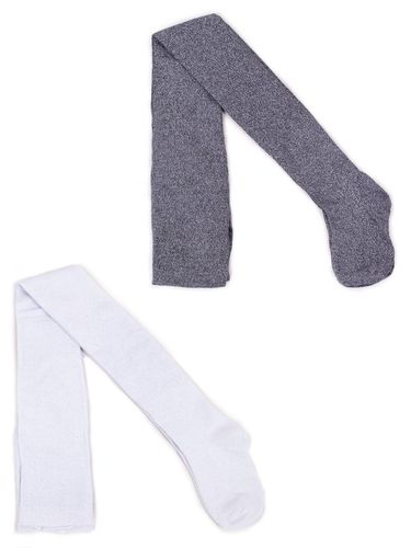 Rajstopy dziewczęce z lurexem ciemnoszaro-białe 2PAK 128-134 YOCLUB na Arena.pl