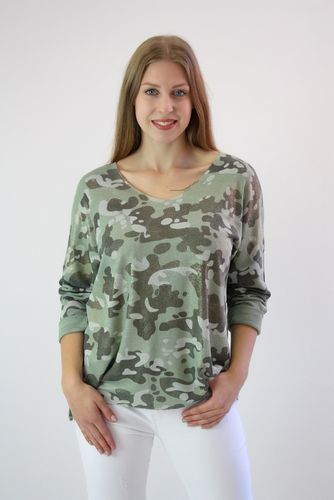 Sweterek z połyskiem wzór moro Oliwkowy UNI na Arena.pl