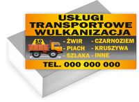 Wizytówki firmowe Foliowane 1000szt USŁUGI TRANSPORTOWO WULKANIZACYJNE