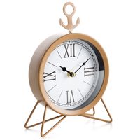 Zegar stojący 23 cm metalowy dekoracyjny brązowo‑czarny z kotwicą