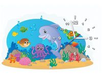 60CM 40CM ZEGAR OBRAZ DELFIN PRZYJACIELE DRUK PŁÓTNO RAMA