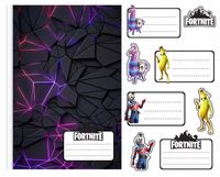 NAKLEJKI NA ZESZYT ZESZYTY NALEPKA 8szt - FORTNITE WZORY Z GIER + GRATIS