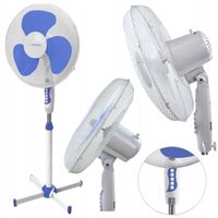 NIEBIESKI WENTYLATOR STOJĄCY wiatrak PODŁOGOWY OBROTOWY CICHY MOCNY