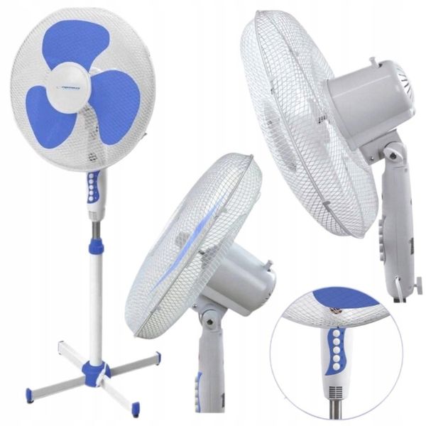NIEBIESKI WENTYLATOR STOJĄCY wiatrak PODŁOGOWY OBROTOWY CICHY MOCNY zdjęcie 1