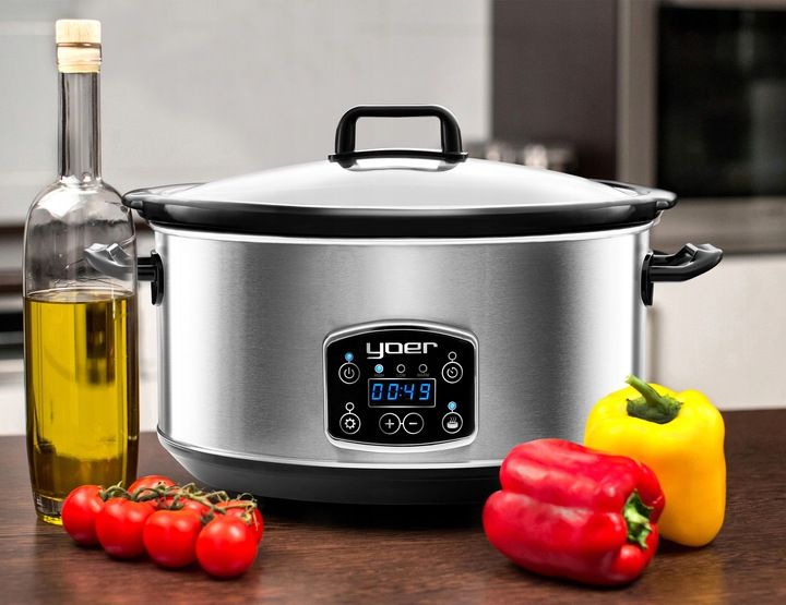 Wolnowar Slow Cooker Garnek ceramiczny 6,5L Yoer 320W INOX LCD +Programator zdjęcie 10