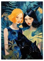 Plakat ilustracja dziewczyny koty 50x70 cm