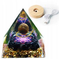 Piramida ORGONIT +LED Lampka PODSTAWA 5cm KRYSZTAŁ KAMIENIE AMULET 5cm HX17