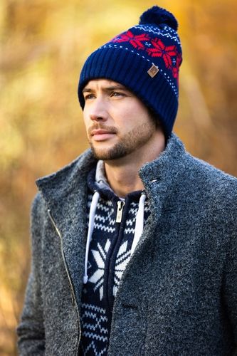 CZAPKA MĘSKA ZIMOWA NORWESKI WZÓR Z POMPONEM CIEPŁA NORWESKA BEANIE na Arena.pl