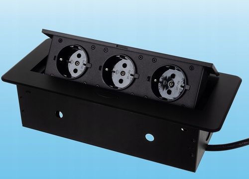 GNIAZDO CHOWANE W BLAT NABLATOWE POTRÓJNE CZARNE PRZEDŁUŻACZ GNIAZDKO na Arena.pl