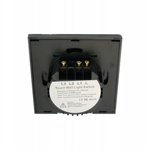 Dotykowy Szklany WŁĄCZNIK ŚWIATŁA LED fi60 Podwójny Czarny WiFi Tuya SMART na Arena.pl