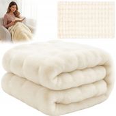 KOC 160x100 cm BIAŁY Futerkowy Pluszowy Miękki Narzuta na PREZENT CIEPŁY