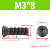 Śruba mocująca TORX Klasa 12.9 Rozmiar: M3x8