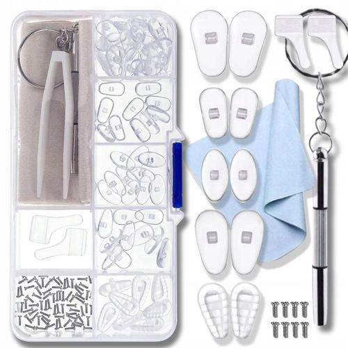 ZESTAW DO NAPRAWY OKULARÓW ŚRUBKI NOSKI SILIKONOWE 35 par nosków na Arena.pl