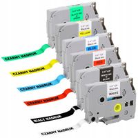 ZESTAW 6 taśm 12 mm do Brother PT-H110 H107B Tze231 431 631 731 335 531