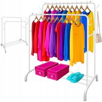 WIESZAK PODWÓJNY STOJĄCY NA UBRANIA STABILNY STOJAK SZAFA NA BUTY