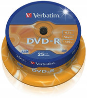 Płyta DVD-R VERBATIM 4,7GB 120min 16x 25szt (cake 25)