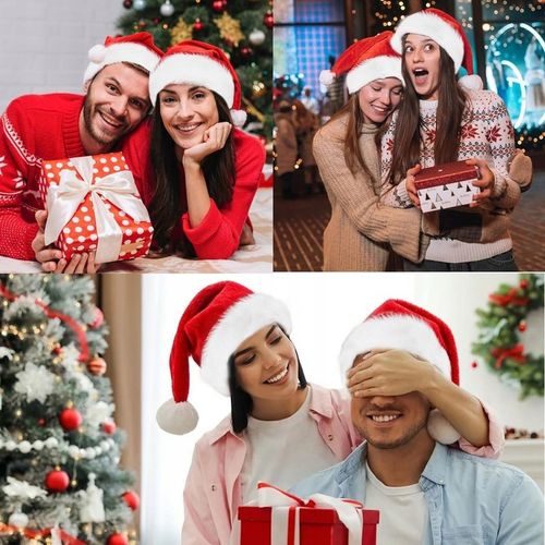 Czapka bożonarodzeniowa, dla dorosłych, aksamitna, Świętego Mikołaja, 2szt. na Arena.pl