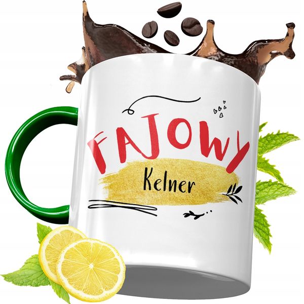 Kubek Zielony Dla Kelnera Kelnerki Na Prezent Z Nadrukiem Ze Zdjęciem zdjęcie 1