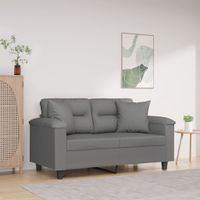 2-osobowa sofa z poduszkami, ciemnoszara, 120 cm, mikrofibra