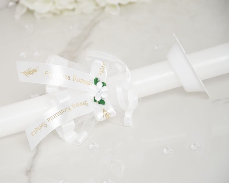 Biały stroik na świece do komunii SS-02 zdjęcie 1