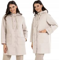 Kurtka Damska Parka Przeciwdeszczowa Kaptur Przejściowa BEŻOWY MORAJ 3XL